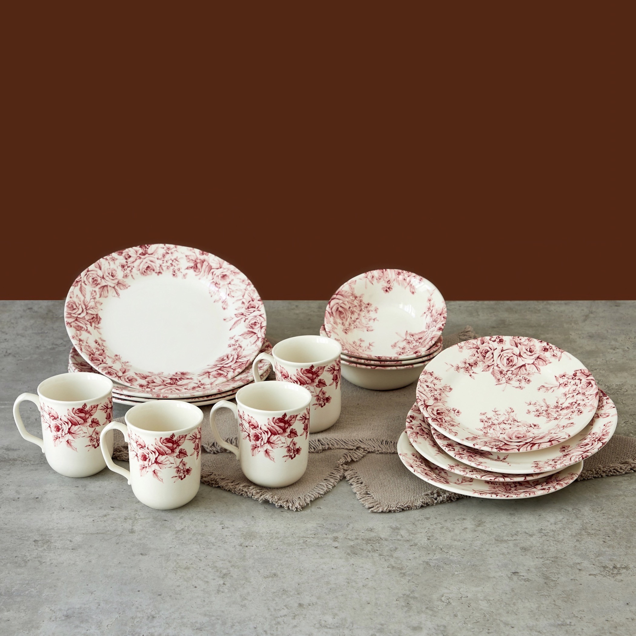 Claytan Garden Rose Season 16 Piece Dinner Set