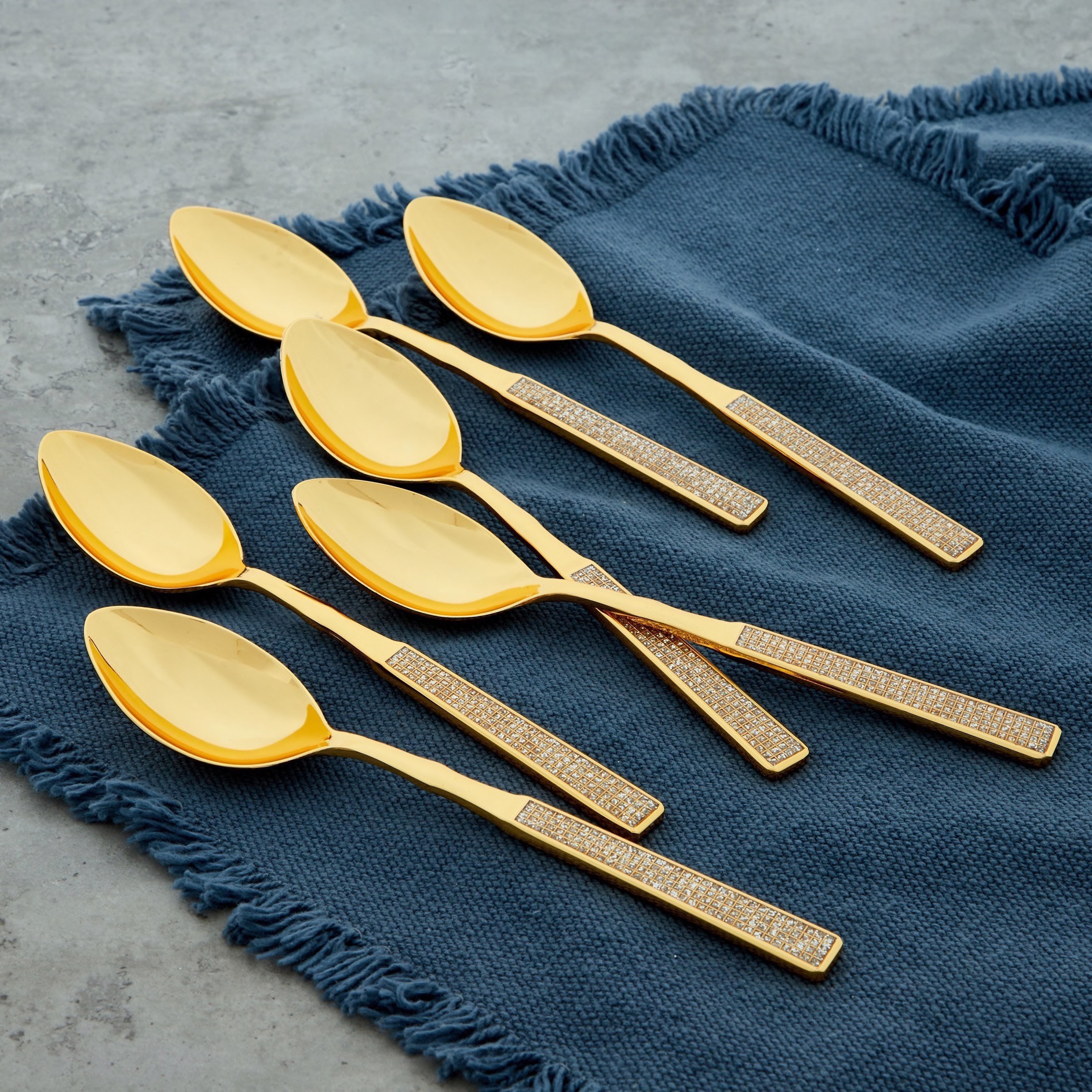 Adora Crystal Studded Metallic Spoon - Set of 6-household-decor-boxesandtrays-image-2