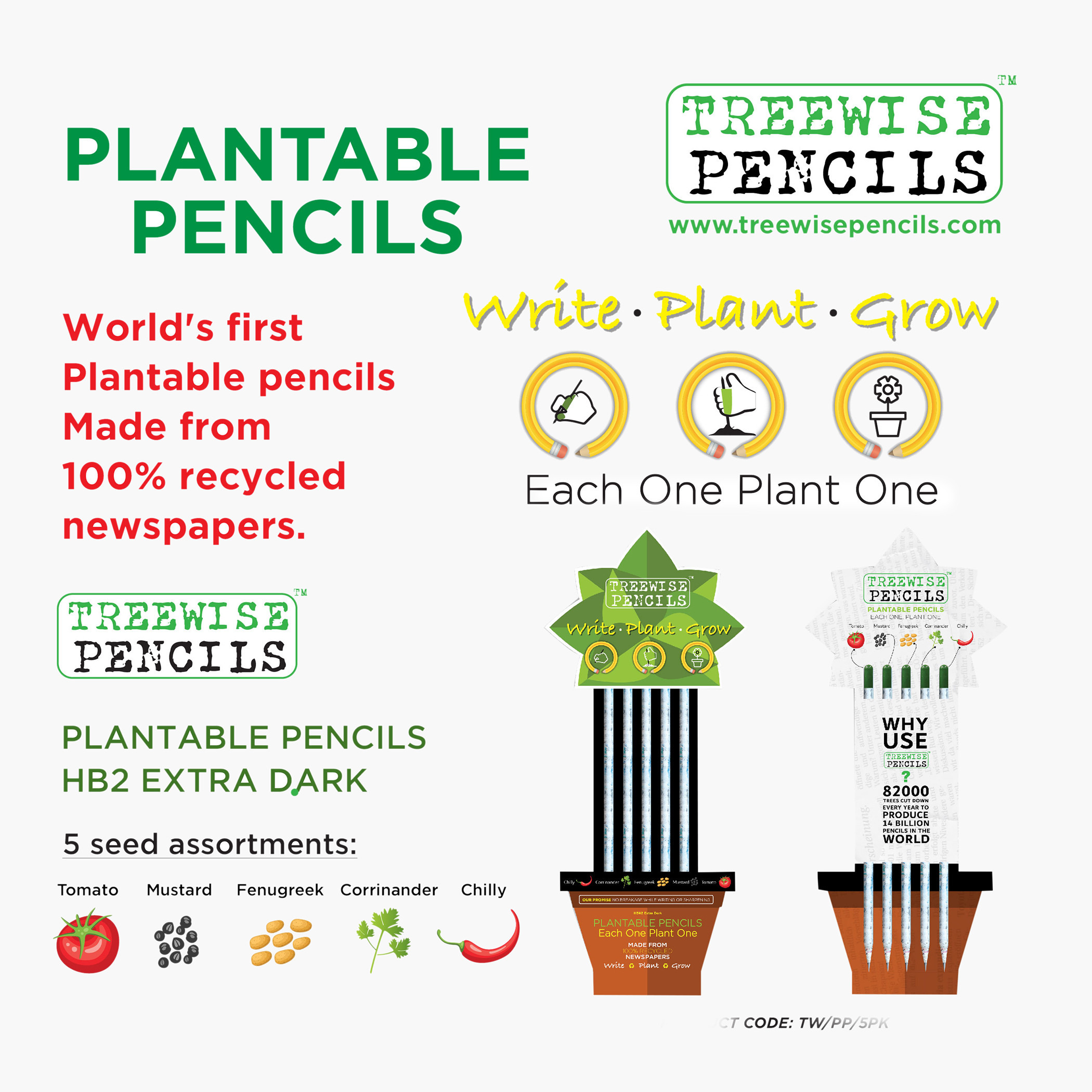 Treewise 5-Piece Plantable Pencil Set-school-stationery-pensandpencils-image-8