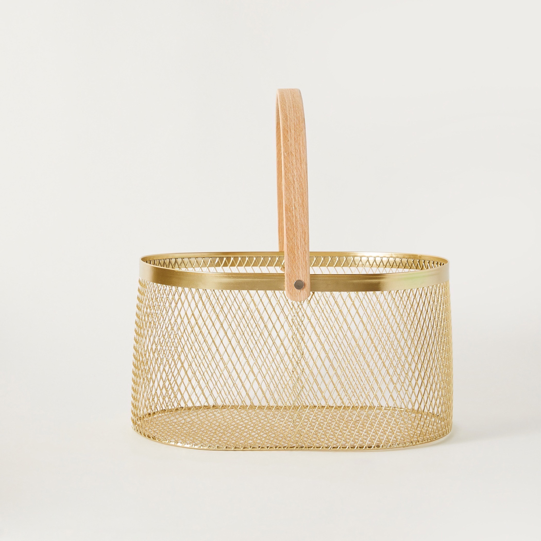سلة معدنية ذهبية - 33x23x18  سم-household-decor-boxesandtrays-image-1
