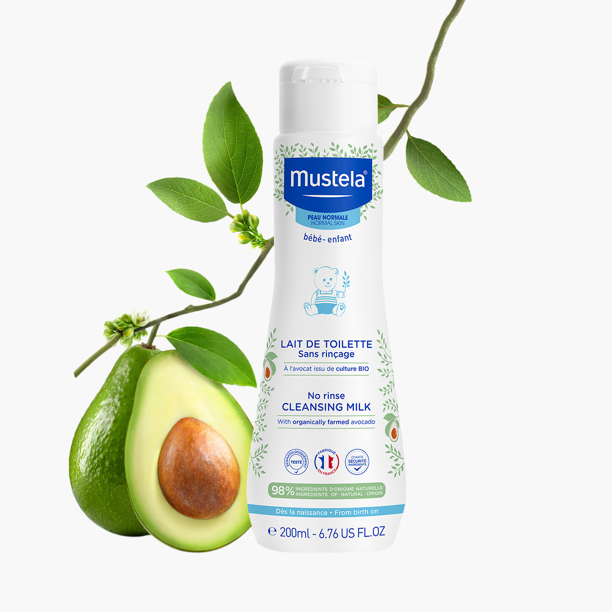 Mustela No Rinse Cleansing Milk - 200 ml-baby-bathandcare-hairbodyskincare-image-1