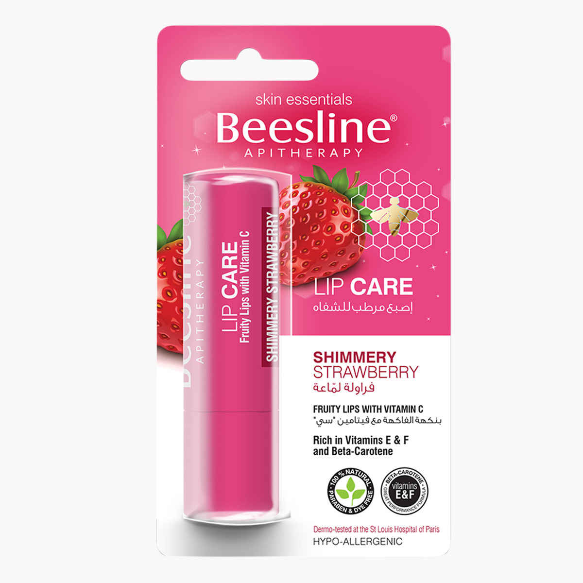 Beesline Shimmery Strawberry Lip Care - 4 gms-beautyandpersonalcare-makeup-lips-lipglossesandbalms-image-1