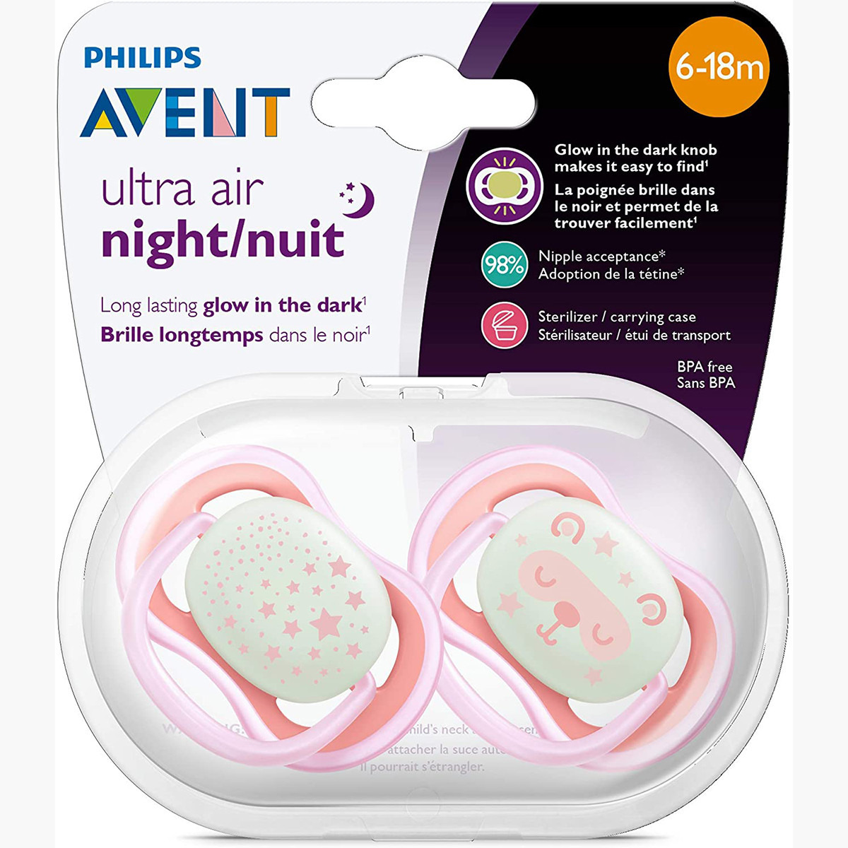 Philips Avent 2-Piece Ultra Air Night Soother Set - 6-18 Months-baby-feeding-pacifiers-image-8