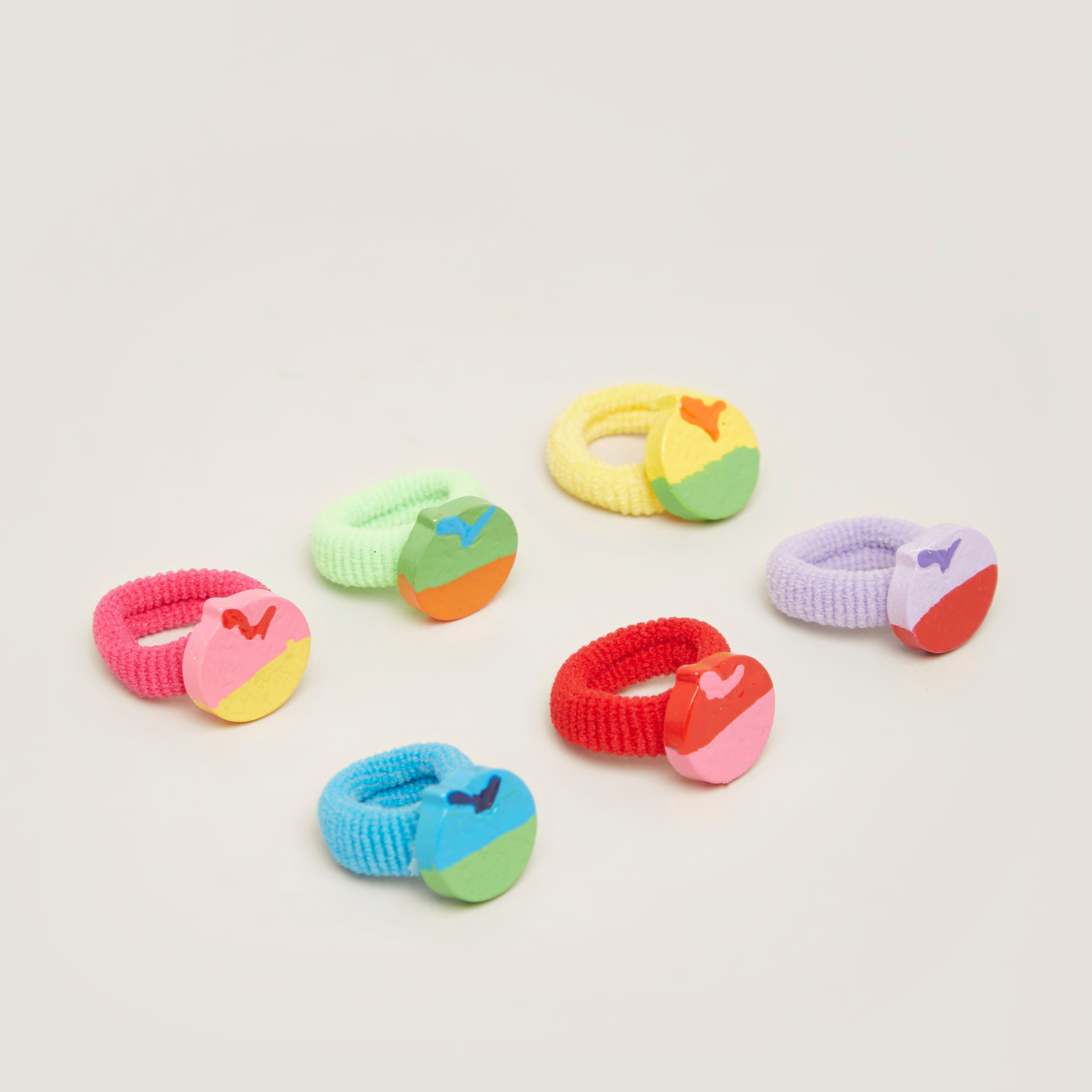 Charmz Fruit Applique Detail Hair Tie - Set of 6-baby-girls-accessories-hairaccessories-image-1
