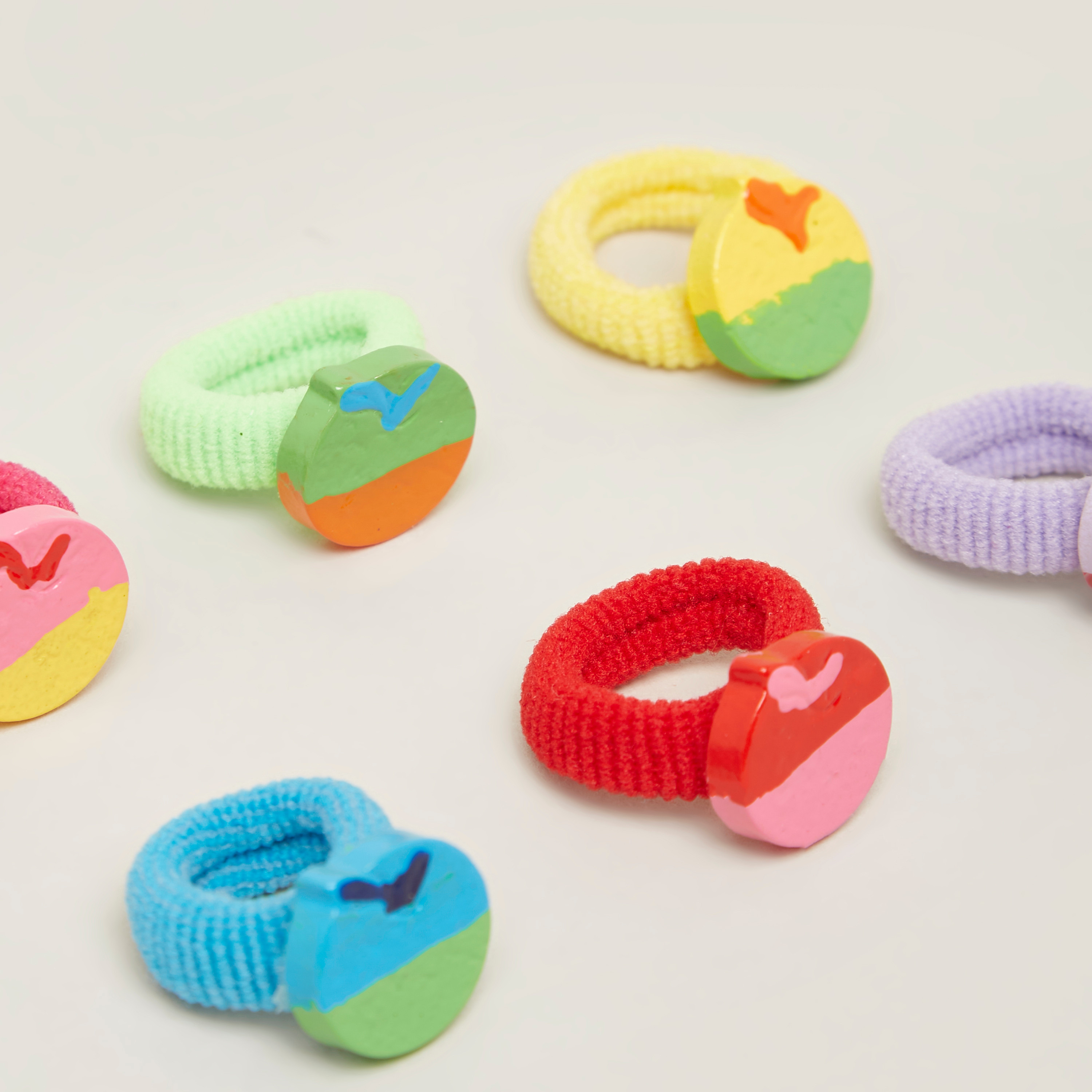 Charmz Fruit Applique Detail Hair Tie - Set of 6-baby-girls-accessories-hairaccessories-image-2