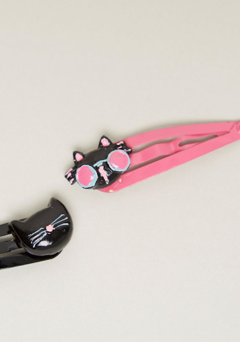 Charmz Cat Applique Detail Hairpins - Set of 2-Hair Accessories-image-2