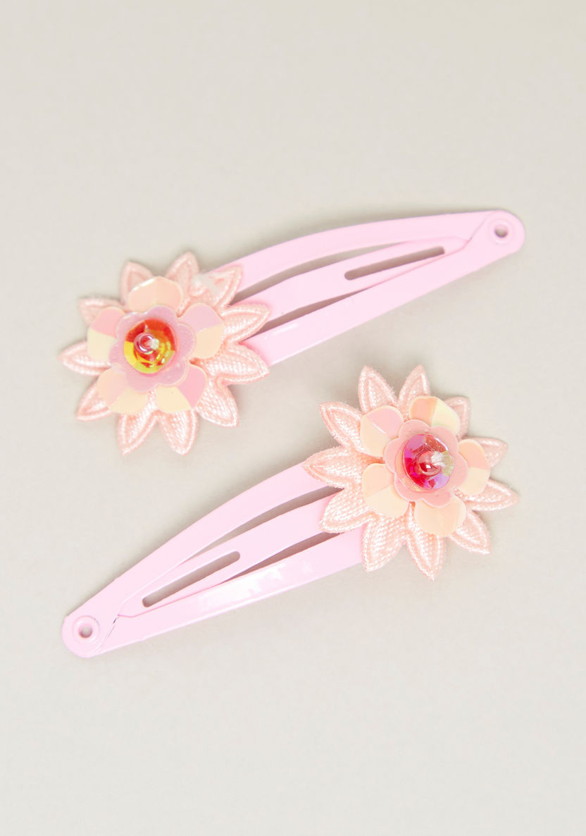 Charmz Hair Clips with Flower Applique - Set of 2-Hair Accessories-image-0