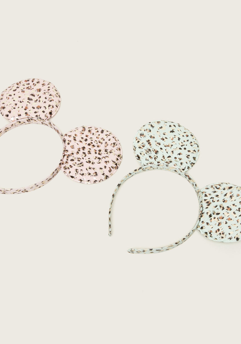 Charmz Leopard Print Hairband with Ear Applique Detail - Set of 2-Hair Accessories-image-0