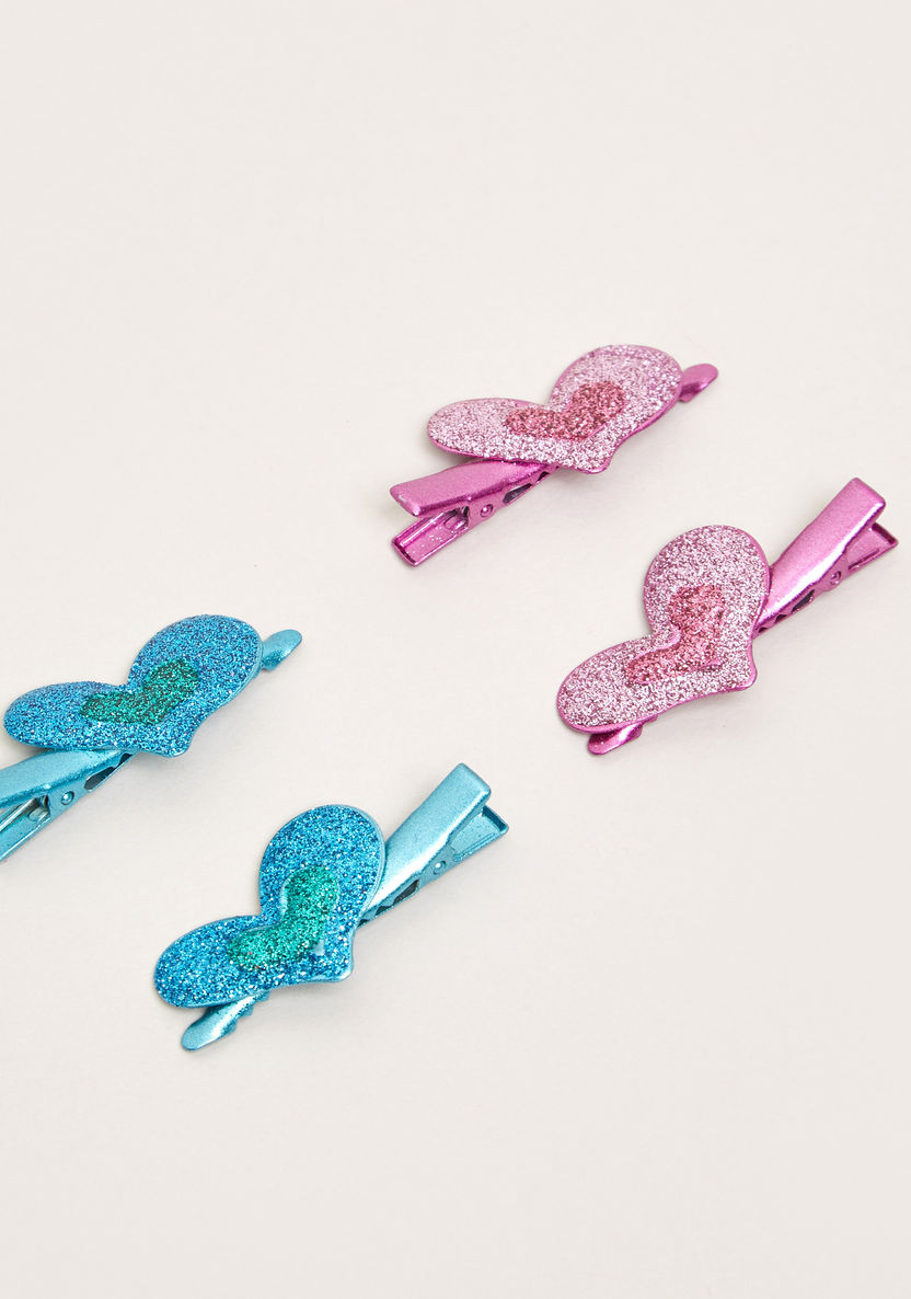 Charmz Glitter Finished Heart Accented Hair Clip - Set of 4-Hair Accessories-image-0