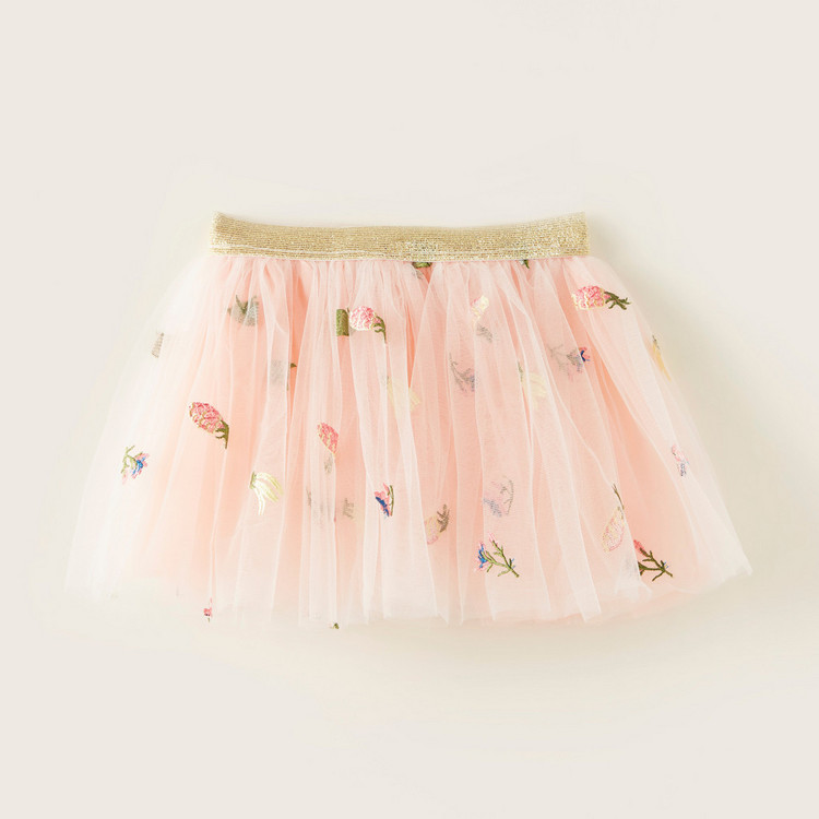 Charmz Embroidered Petticoat Skirt with Elasticated Waistband