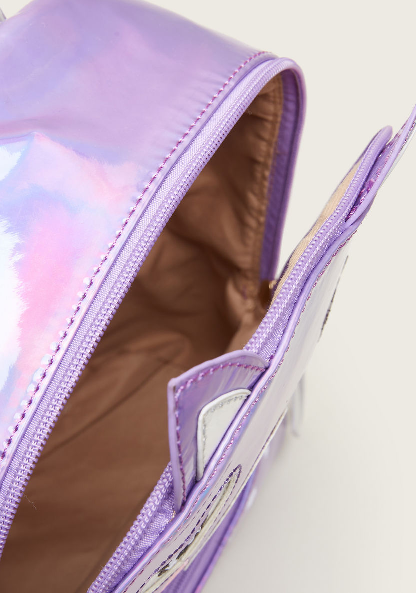 Charmz Stitch Detail Glossy Backpack with Zip Closure-Bags and Backpacks-image-4
