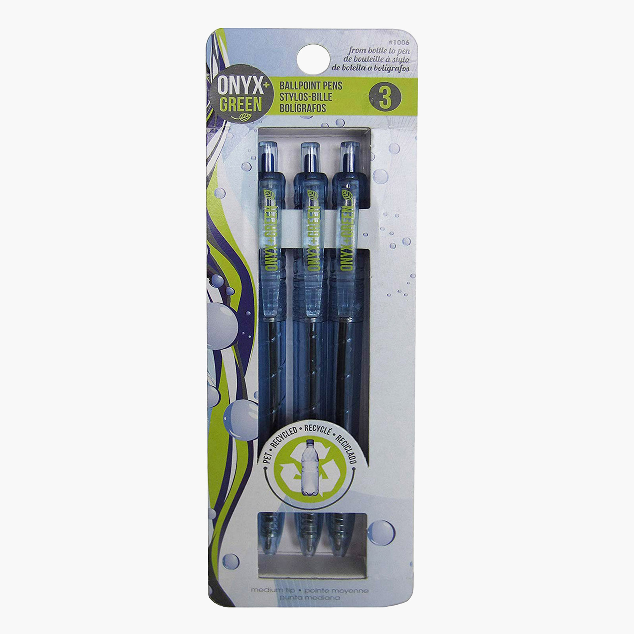 Onyx & Green Eco-Friendly Blue Ink Ball Pen - Set of 3-school-stationery-pensandpencils-image-2