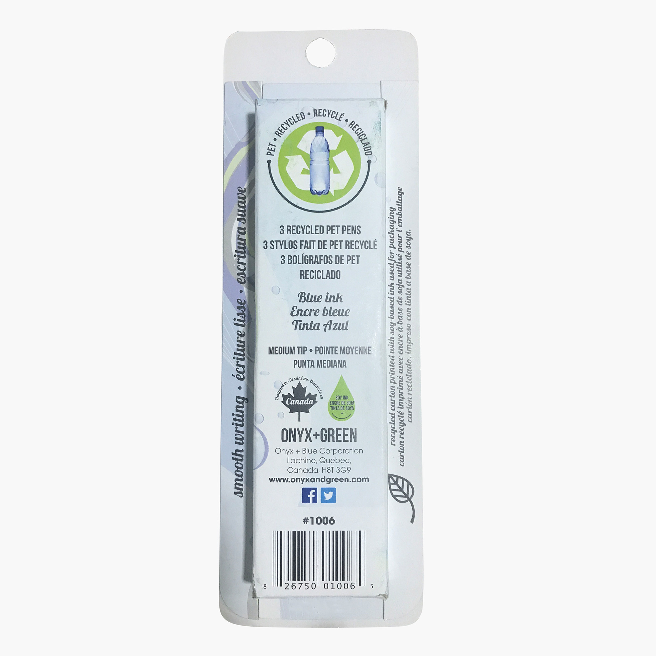 Onyx & Green Eco-Friendly Blue Ink Ball Pen - Set of 3-school-stationery-pensandpencils-image-3