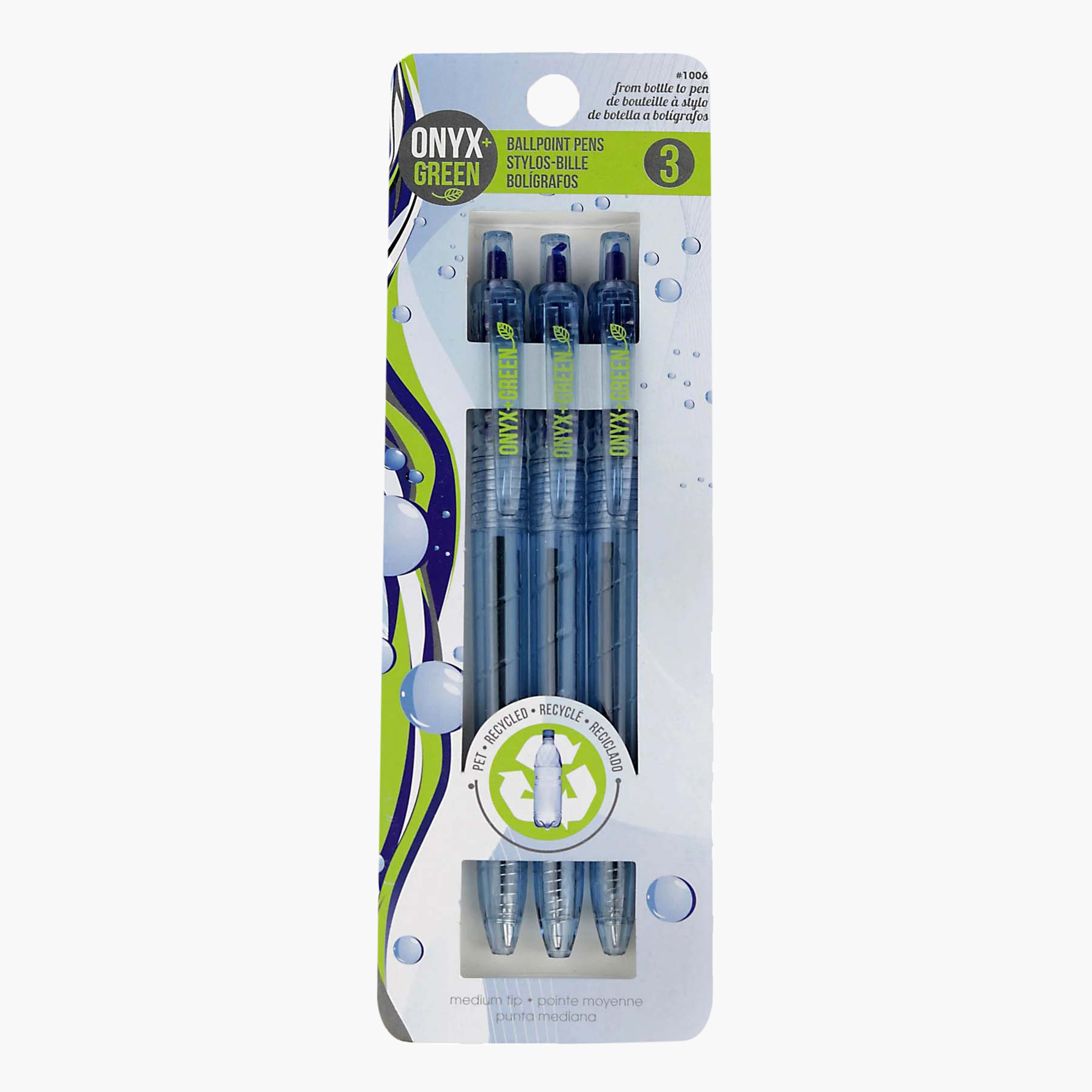 Onyx & Green Eco-Friendly Blue Ink Ball Pen - Set of 3-school-stationery-pensandpencils-image-4