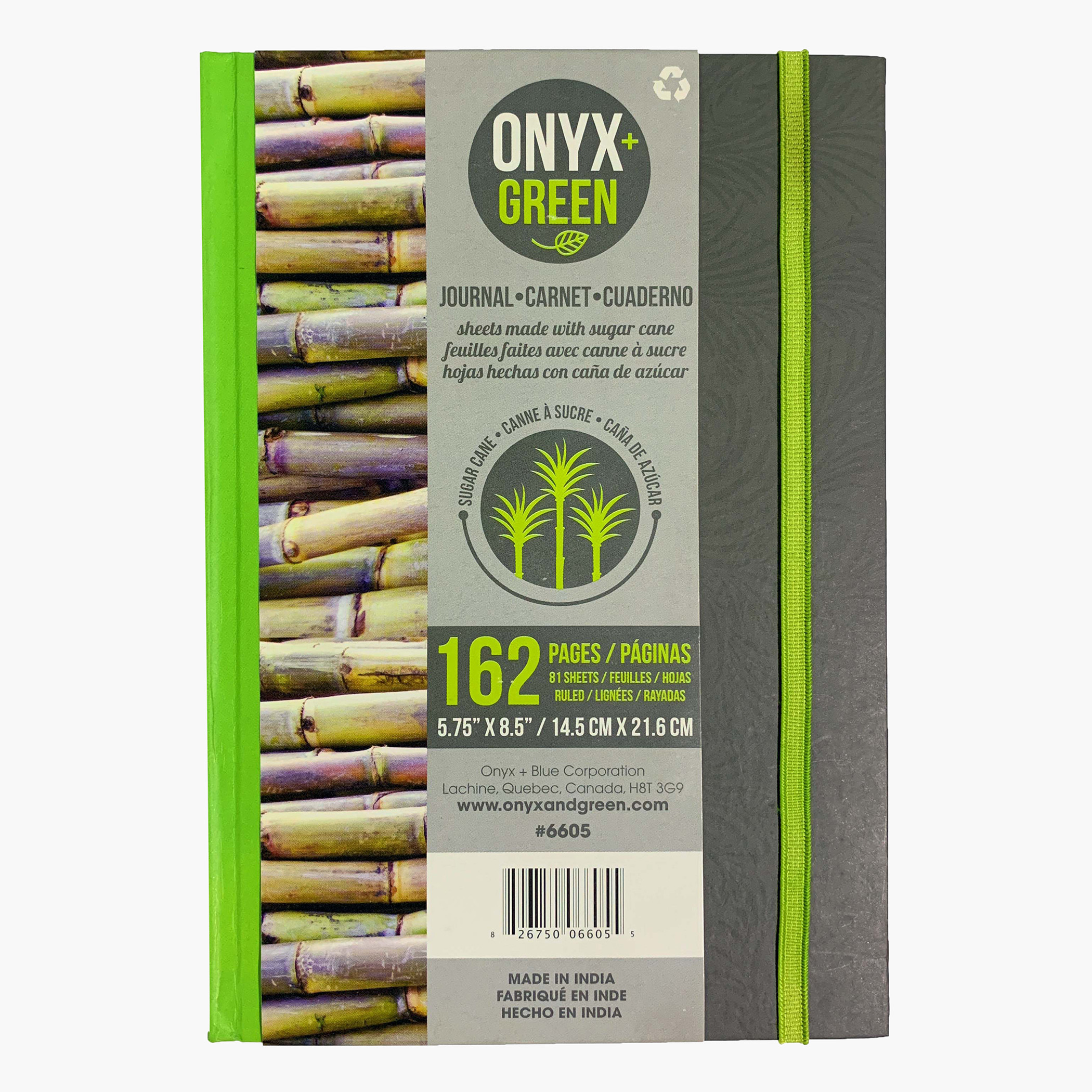 Onyx & Green 162-Page Hardcover Journal Notebook with Elastic Closure-school-stationery-notebooks-image-1