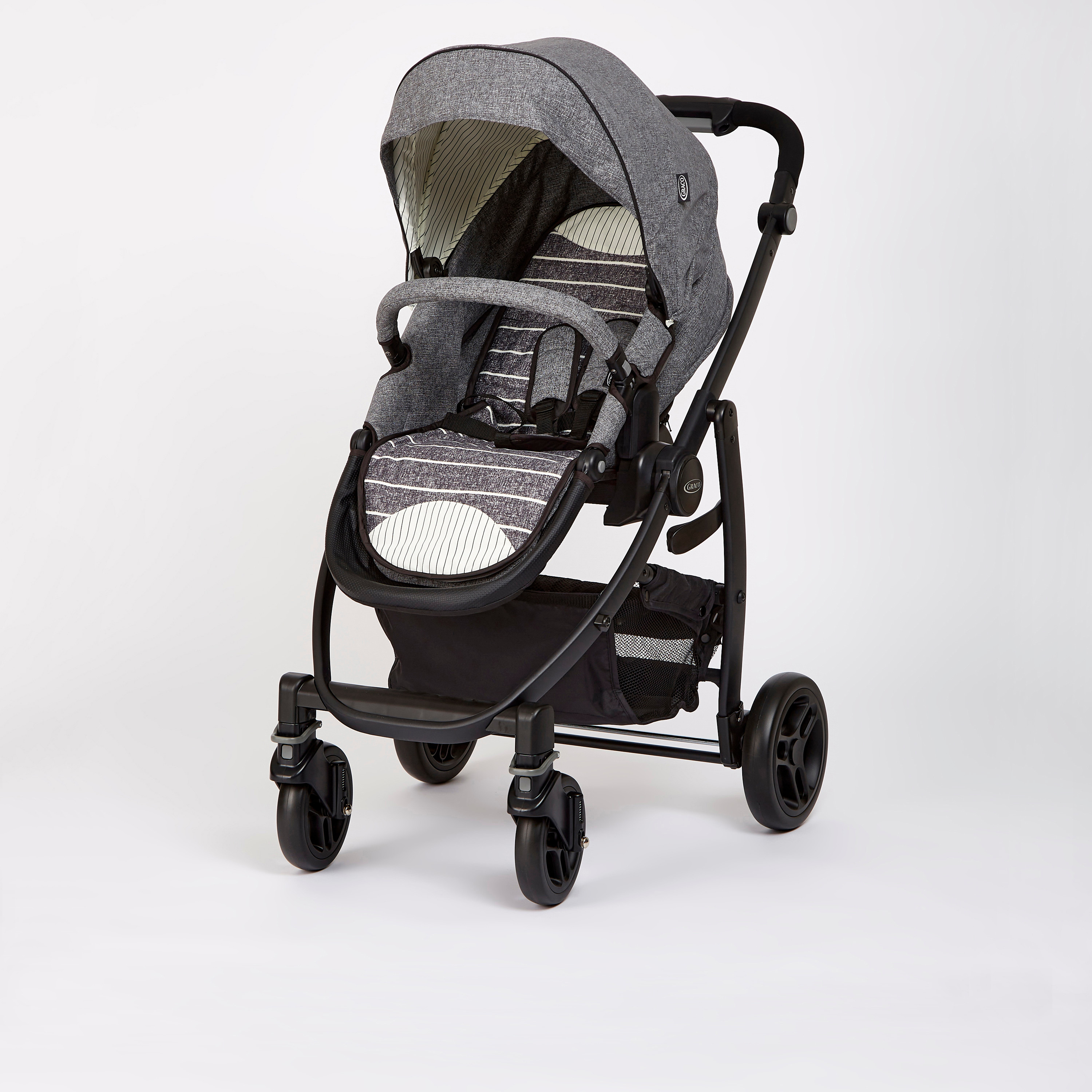 Graco 2-in-1 Printed Black Evo Stroller with Car Seat Travel System (Upto 3 years) -baby-gear-strollersandprams-travelsystems-image-2