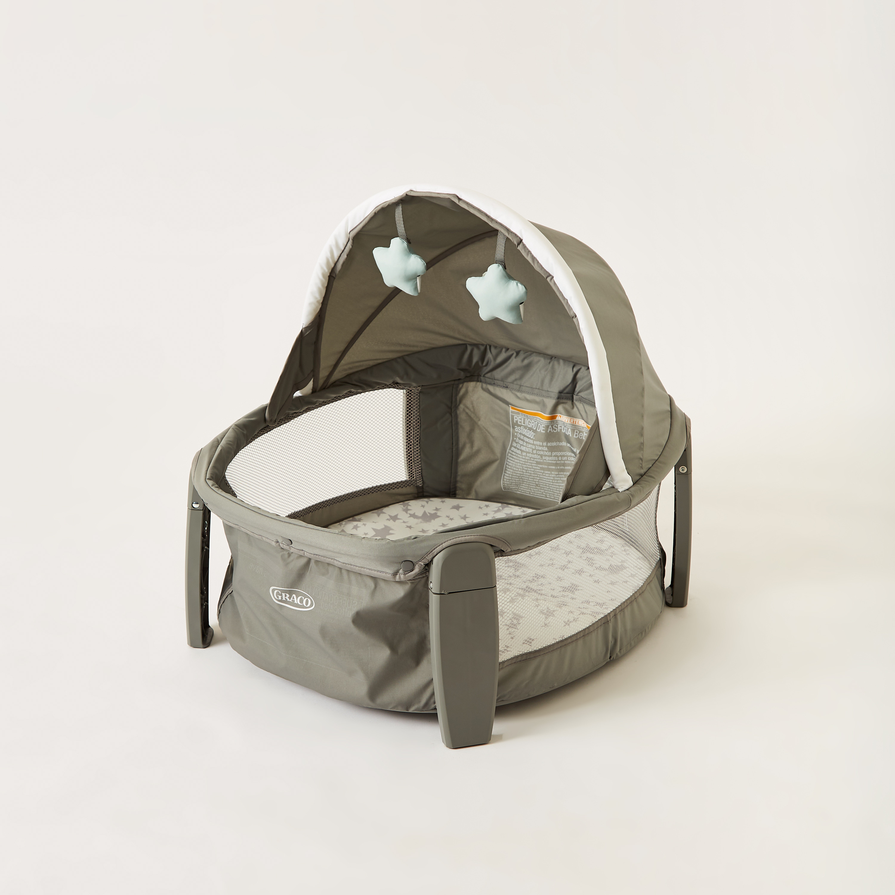 Graco Grey Convertible Travel Dome Playard Cum Bassinet with Wheels (Upto 3 months)-baby-nursery-furniture-cribsandbeds-travelcots-image-10