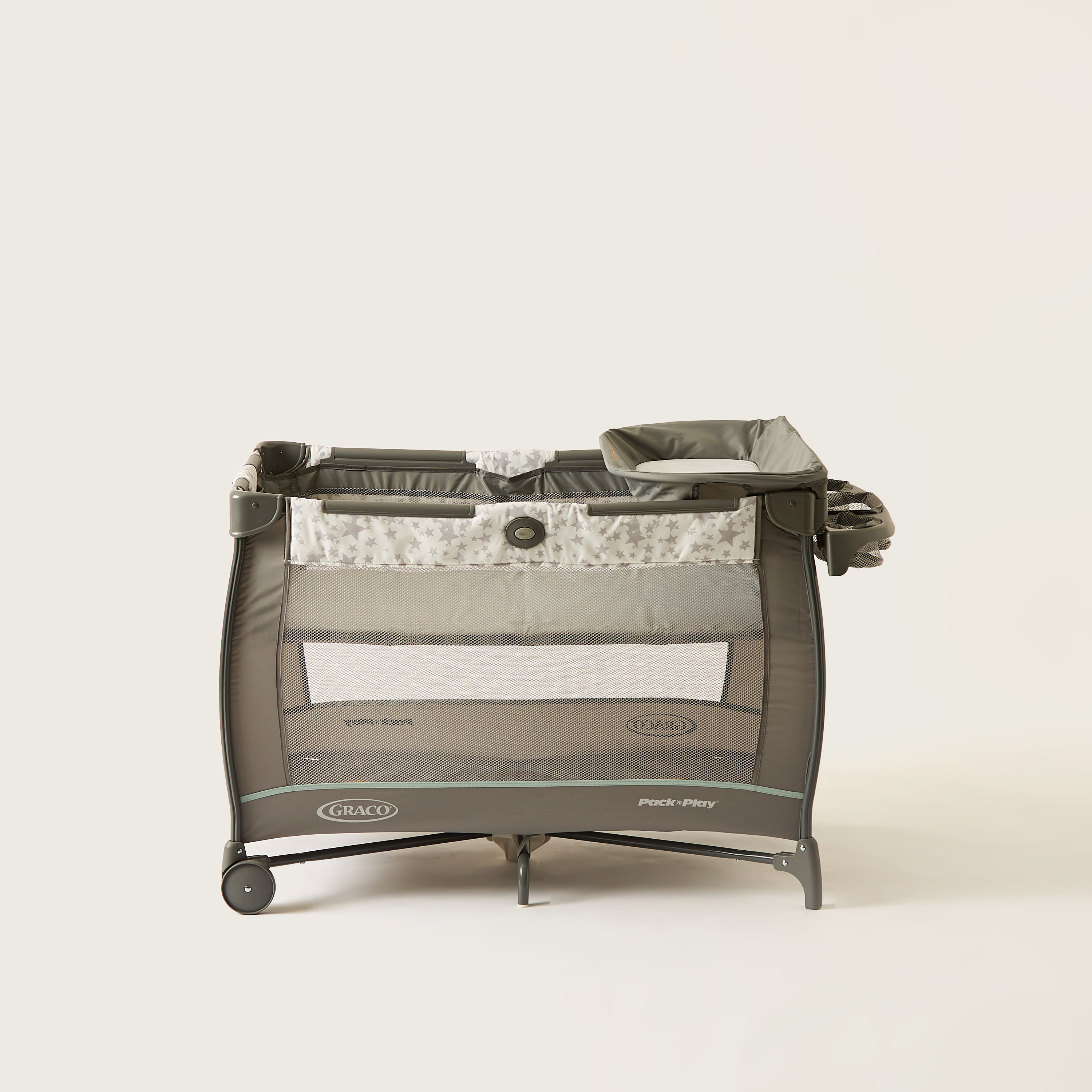 Graco Grey Convertible Travel Dome Playard Cum Bassinet with Wheels (Upto 3 months)-baby-nursery-furniture-cribsandbeds-travelcots-image-3