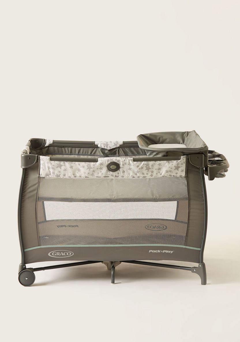 Graco Grey Convertible Travel Dome Playard Cum Bassinet with Wheels (Upto 3 months)-Travel Cots-image-2