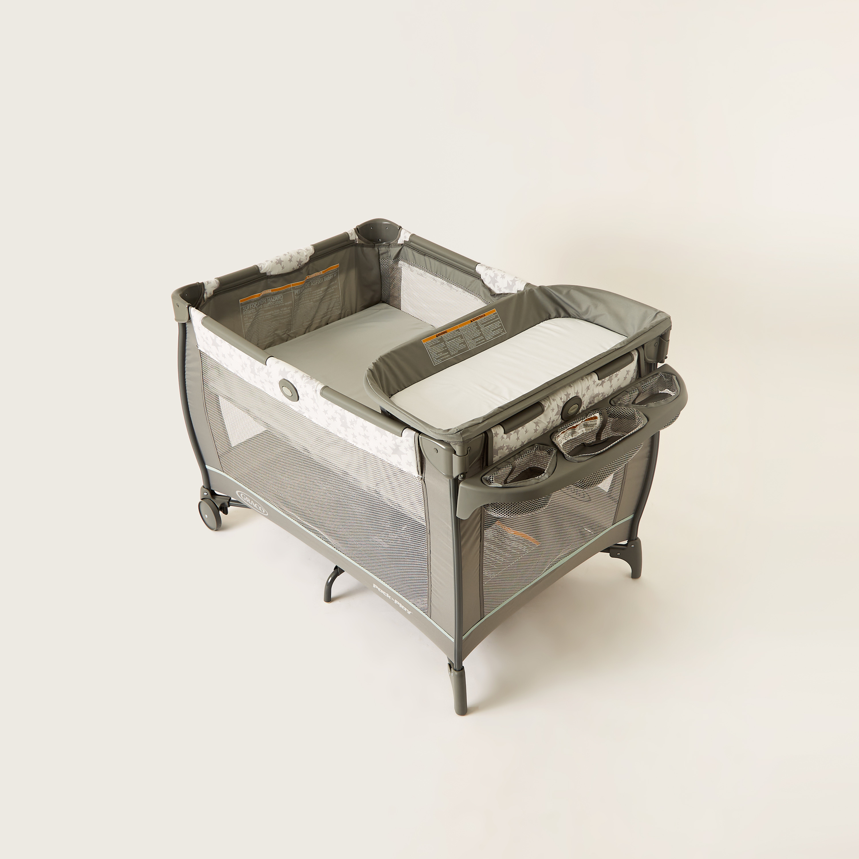 Graco Grey Convertible Travel Dome Playard Cum Bassinet with Wheels (Upto 3 months)-baby-nursery-furniture-cribsandbeds-travelcots-image-5