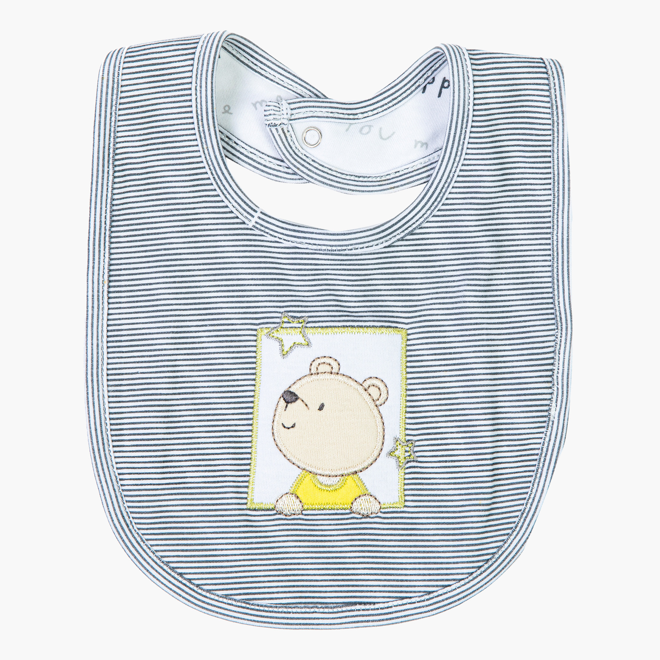 Juniors Striped Bib with Embroidered Applique-baby-feeding-bibs-image-1
