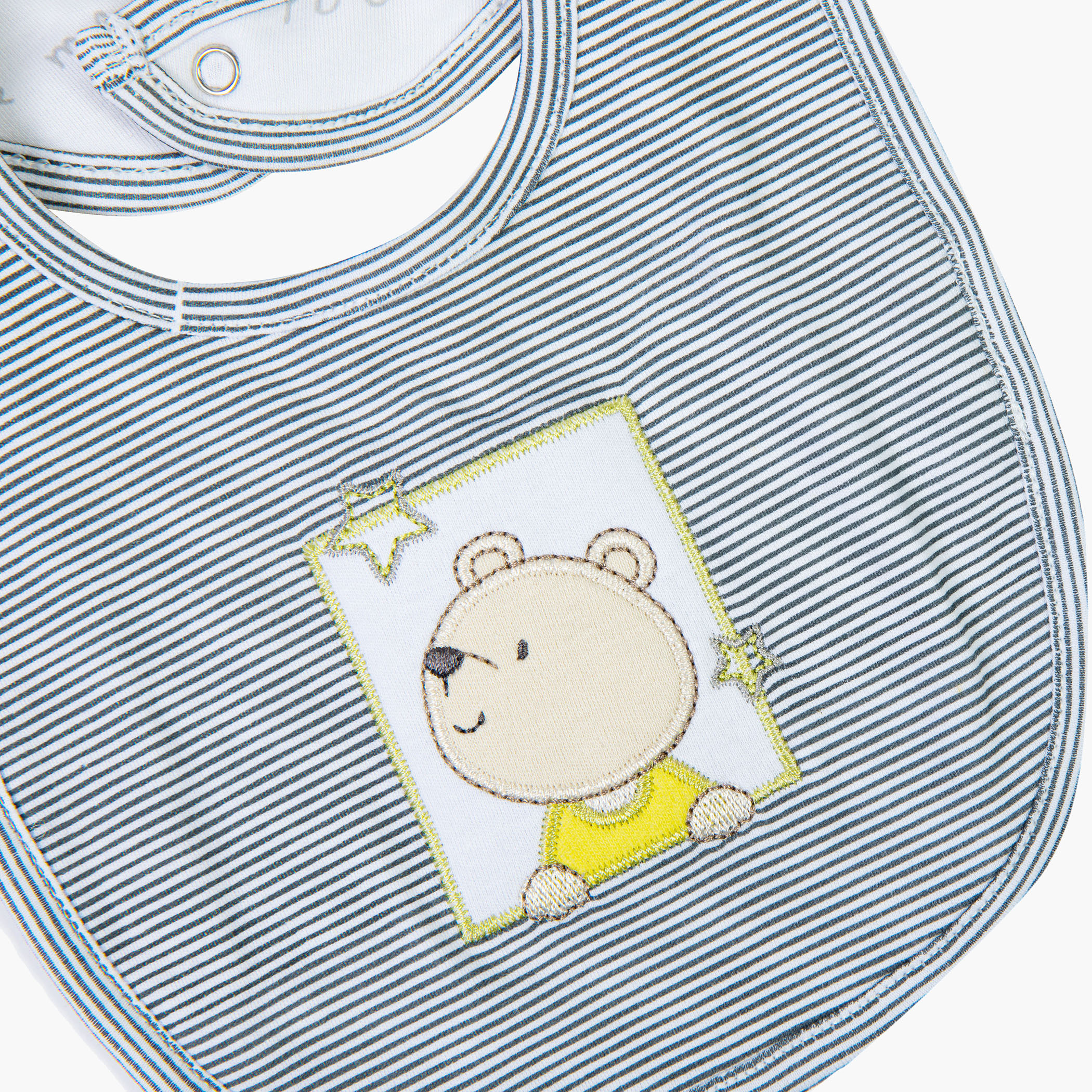 Juniors Striped Bib with Embroidered Applique-baby-feeding-bibs-image-2