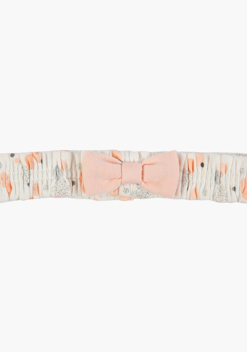 Juniors Ruched Printed Headband with Bow Applique-Hair Accessories-image-1