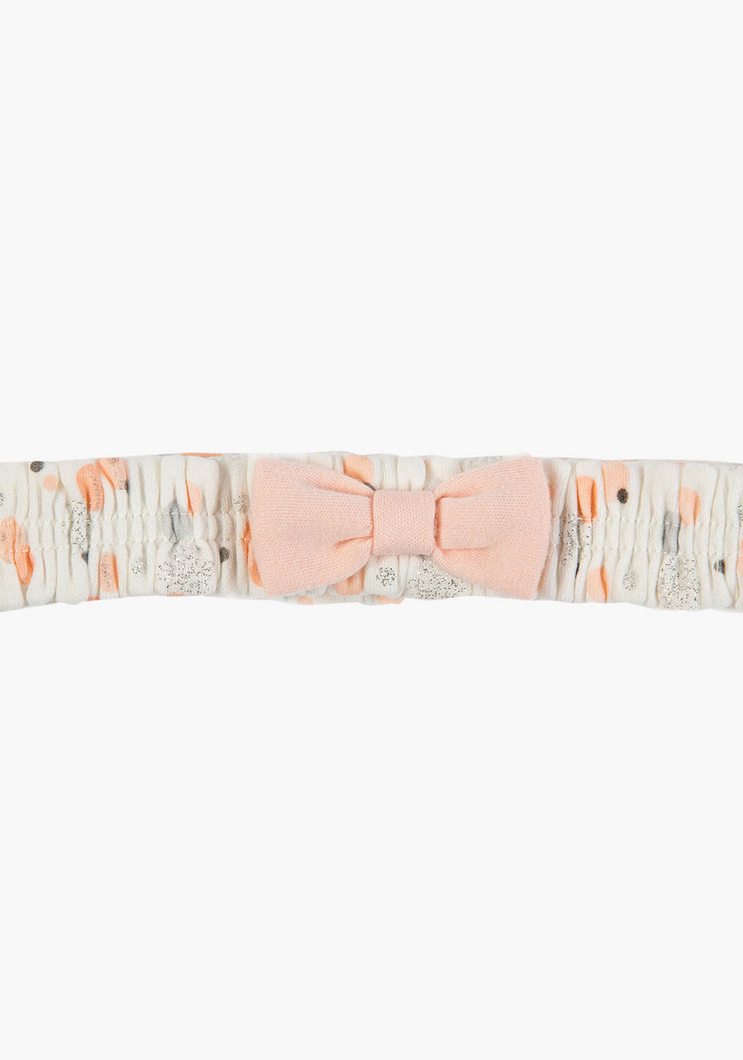 Juniors Ruched Printed Headband with Bow Applique-Hair Accessories-image-2