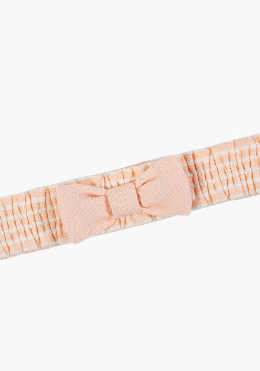 Juniors Striped Ruched Headband with Bow Accent-Hair Accessories-image-1