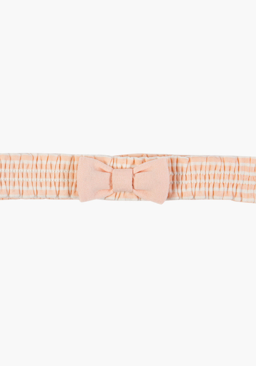 Juniors Striped Ruched Headband with Bow Accent-Hair Accessories-image-2