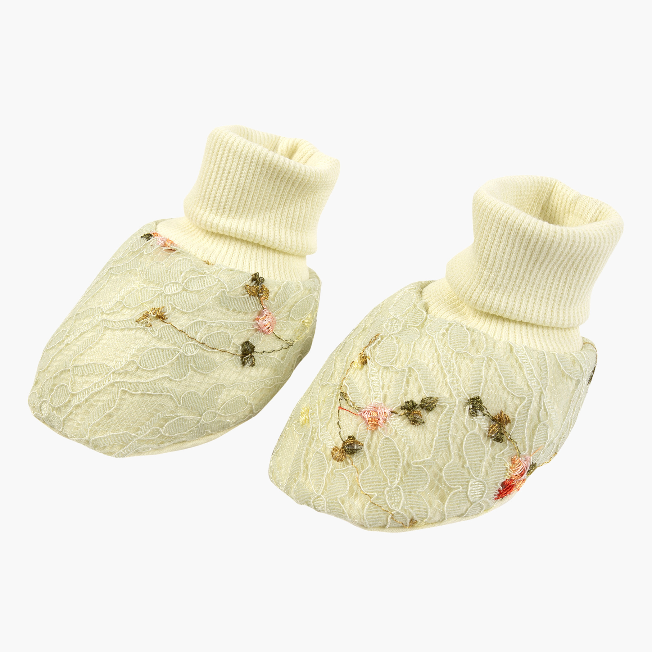 Giggles Floral Embroidered Farah Booties-baby-girls-shoes-booties-image-1