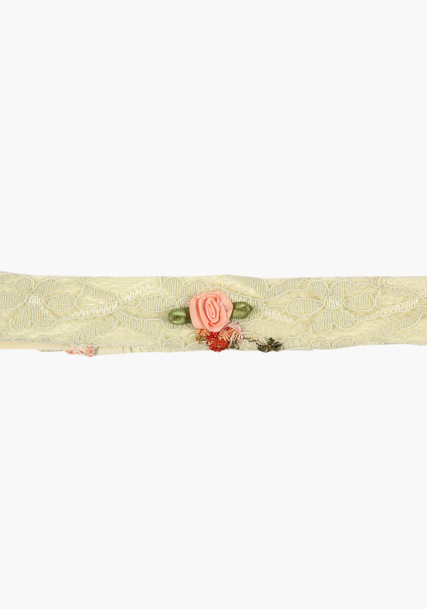 Giggles Lace Textured Headband with Rose Applique-Hair Accessories-image-1