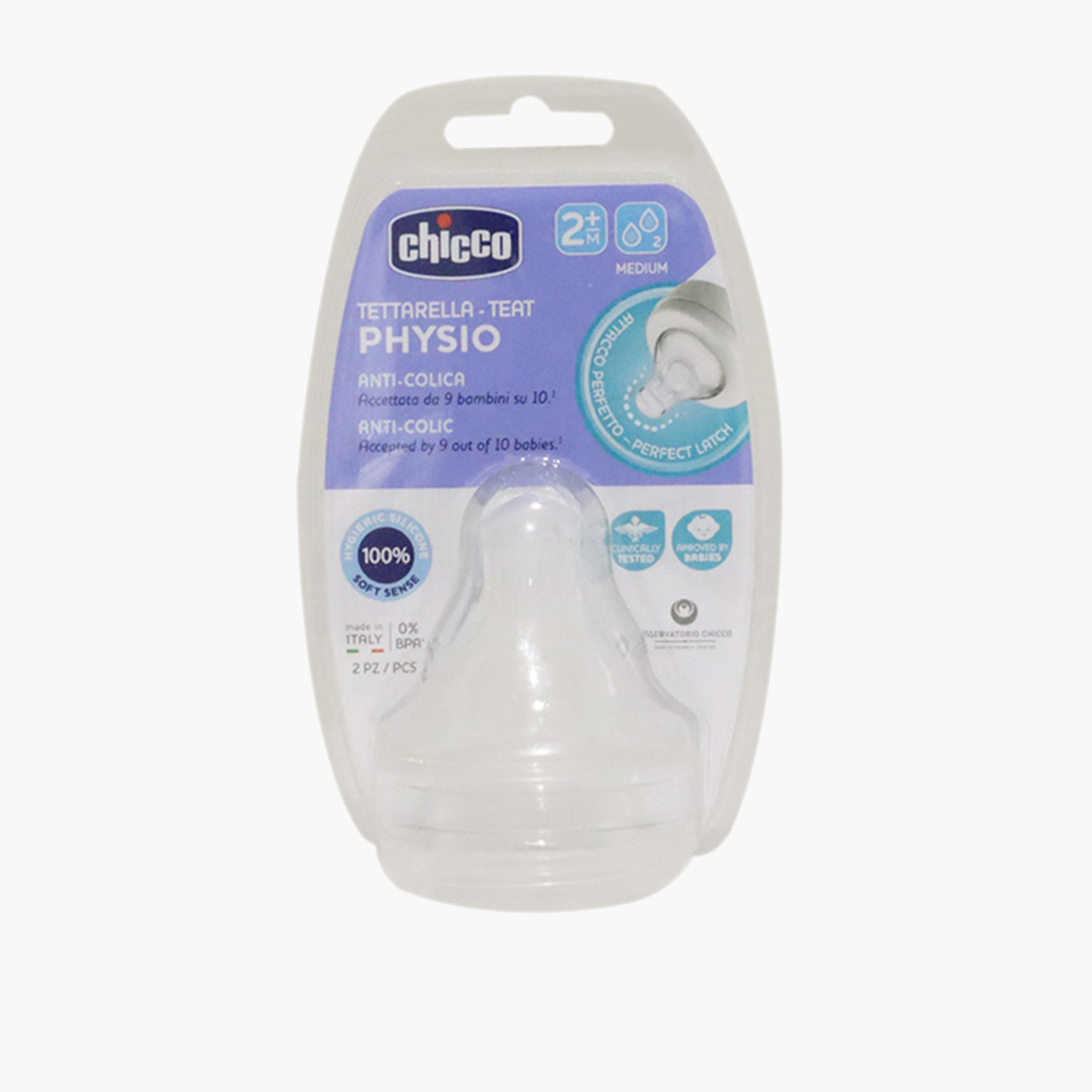 Chicco Perfect5 Medium Flow Silicone Teat - Set of 2-baby-feeding-feedingbottles-bottlesandteats-image-1