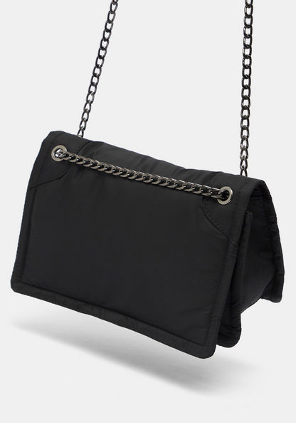 Haadana Solid Crossbody Bag with Chain Strap and Flap Closure-Women%27s Handbags-image-1