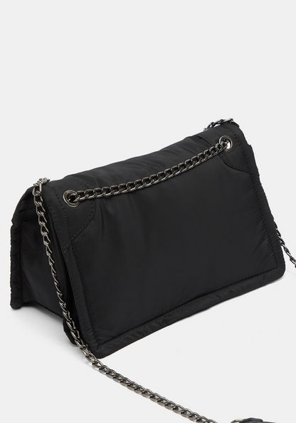 Haadana Solid Crossbody Bag with Chain Strap and Flap Closure-Women%27s Handbags-image-2