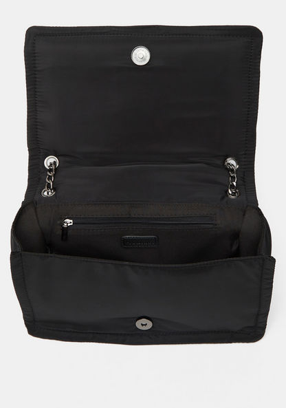 Haadana Solid Crossbody Bag with Chain Strap and Flap Closure-Women%27s Handbags-image-4