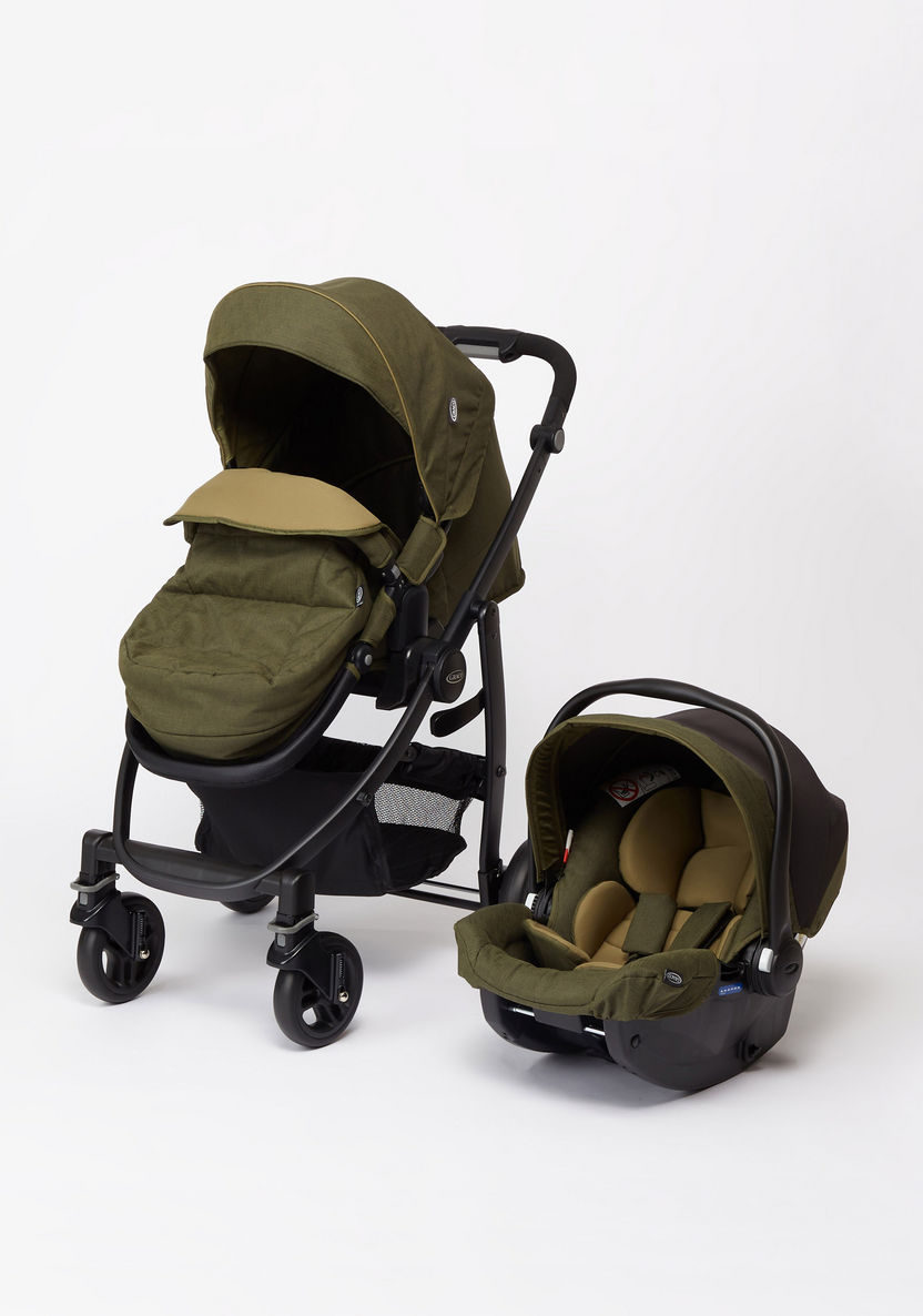 Graco Evo Khaki Travel System with 3-Position Seat (Upto 3 years)-Modular Travel Systems-image-0