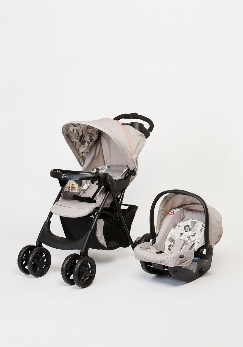 Graco Grey Travel-Ready Baby Stroller with Car Seat Two-In-One Technology (Upto 3 years) -Modular Travel Systems-image-0