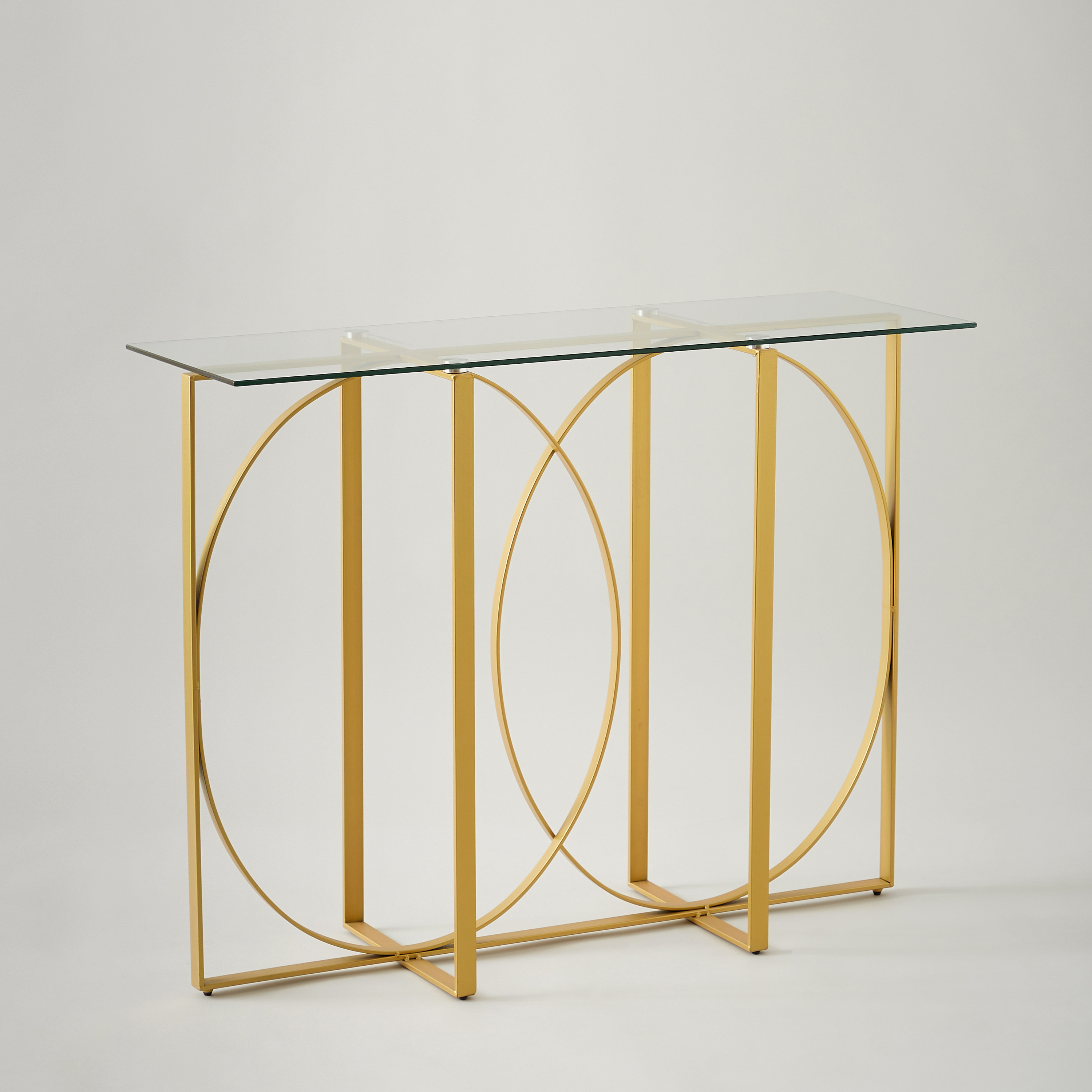 Metal and glass store console table