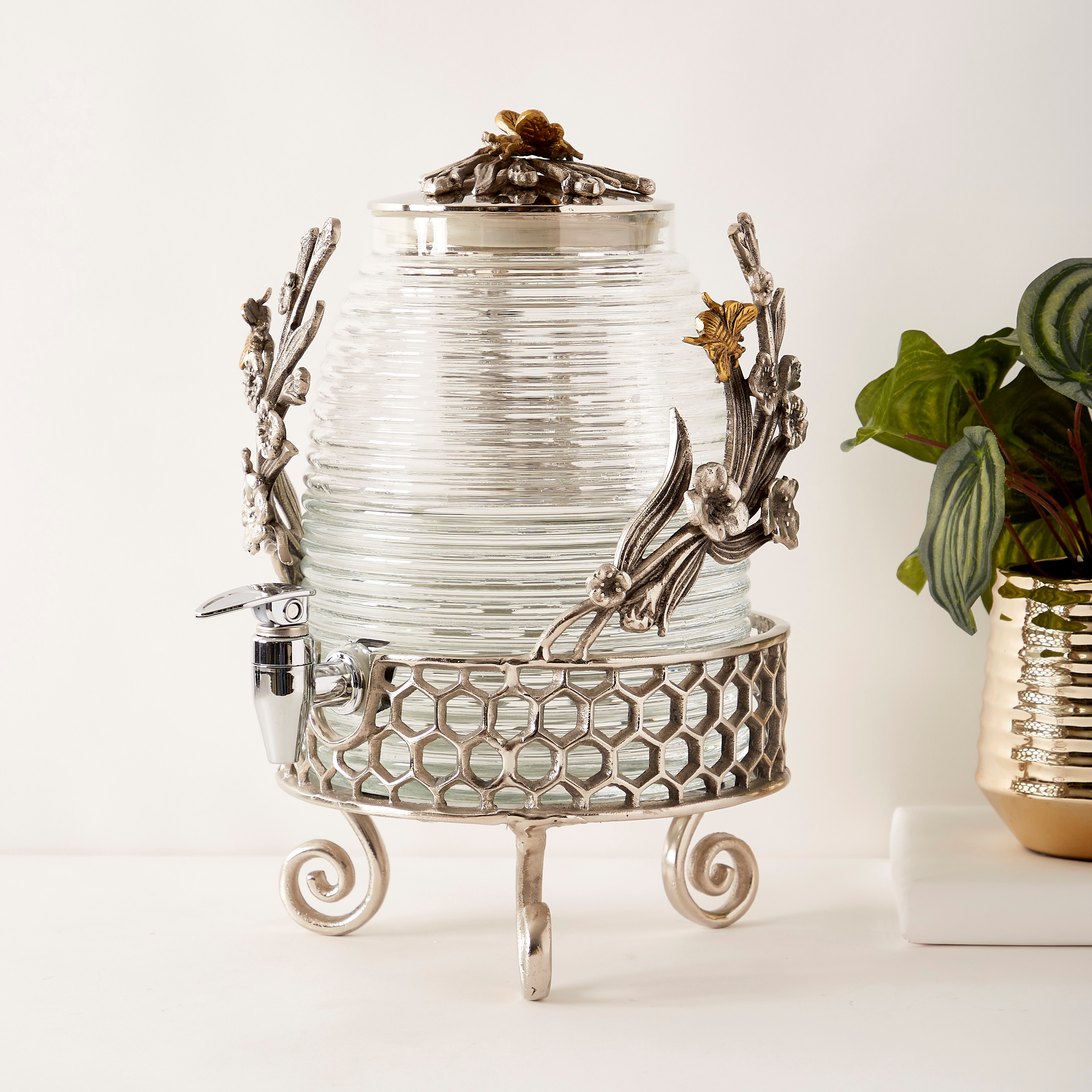 موزع مشروبات مزين بتصميم خلية نحل-household-dining-drinkserveware-bottles-image-6