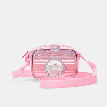 Glossy Crossbody Bag with Glitter Detail-Girl%27s Bags-image-0