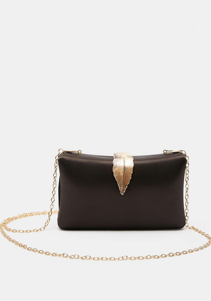 Celeste Satin Clutch with Clasp Closure and Sling Chain-Wallets & Clutches-image-0