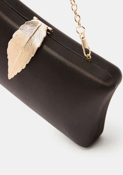 Celeste Satin Clutch with Clasp Closure and Sling Chain-Wallets & Clutches-image-4