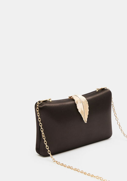 Celeste Satin Clutch with Clasp Closure and Sling Chain-Wallets & Clutches-image-5