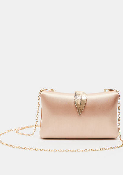 Celeste Satin Clutch with Clasp Closure and Sling Chain-Wallets & Clutches-image-0