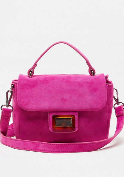 Haadana Solid Satchel Bag with Lock Clasp Closure-Women%27s Handbags-image-0