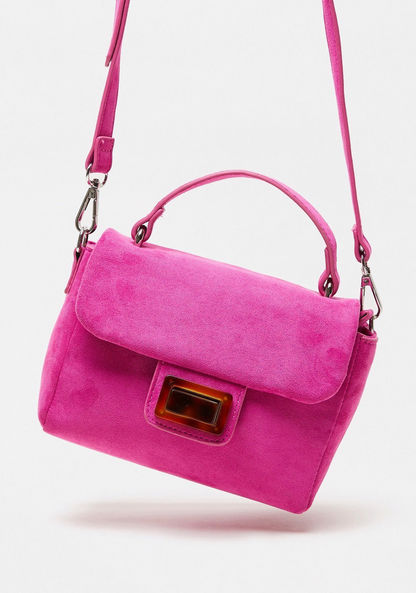 Haadana Solid Satchel Bag with Lock Clasp Closure-Women%27s Handbags-image-1