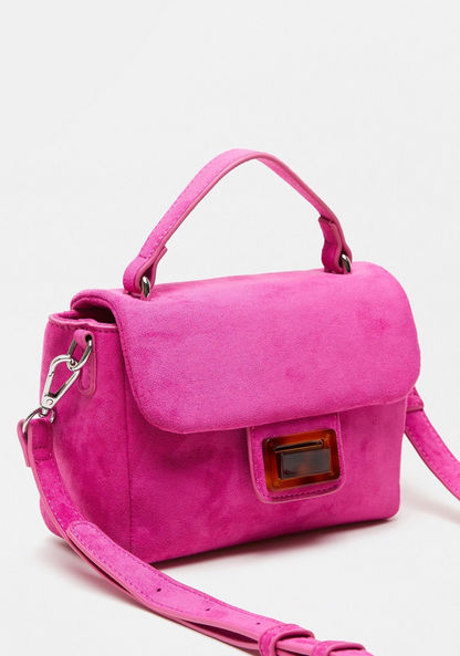 Haadana Solid Satchel Bag with Lock Clasp Closure-Women%27s Handbags-image-2