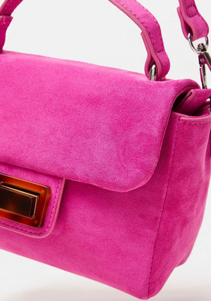 Haadana Solid Satchel Bag with Lock Clasp Closure-Women%27s Handbags-image-3