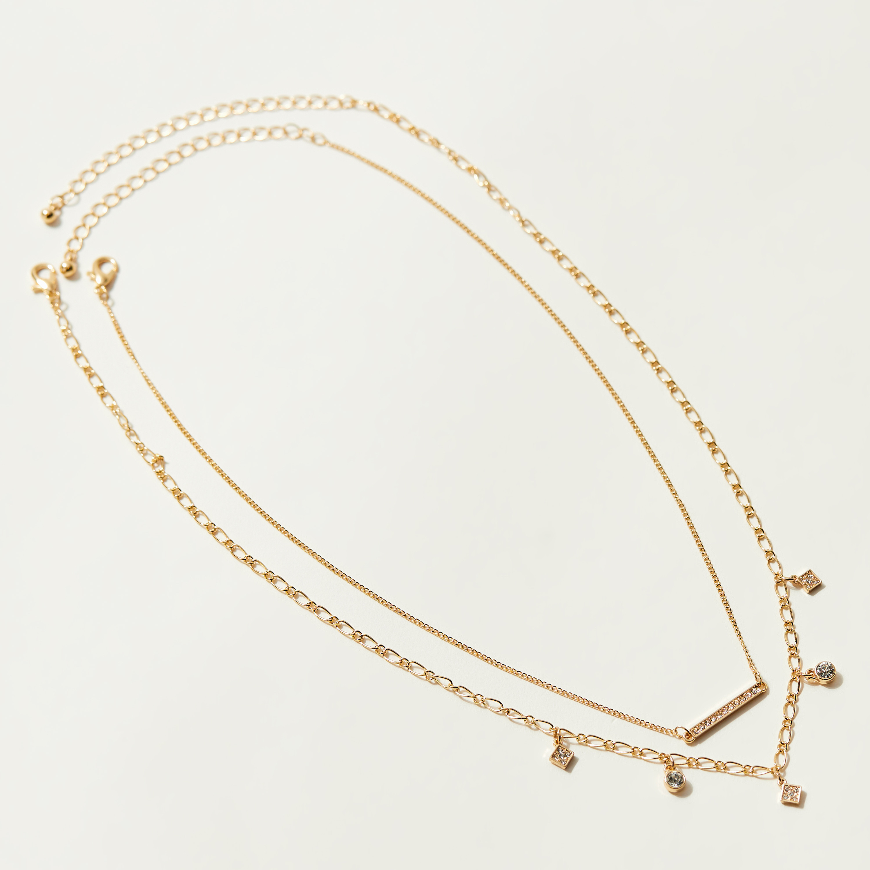 طقم حلق دبوس مزين بالأحجار بتصميم أزهار وعقد بطبقات-women-watchesandjewellery-jewellery-jewellerysets-image-4